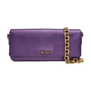 Prada Purple Saffiano Leather Chain Shoulder Bag
